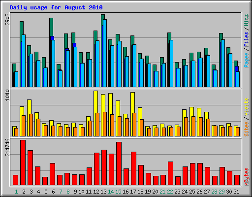 Daily usage for August 2010