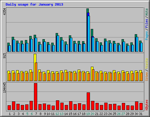 Daily usage for January 2013