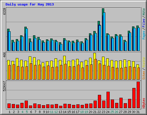 Daily usage for May 2013