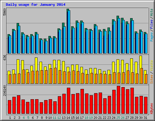 Daily usage for January 2014