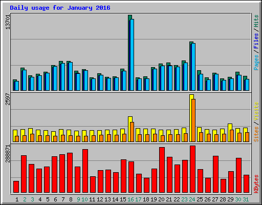 Daily usage for January 2016