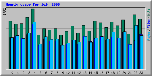 Hourly usage for July 2008