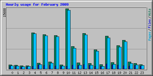 Hourly usage for February 2009