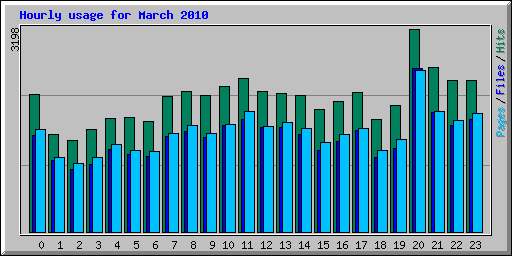 Hourly usage for March 2010