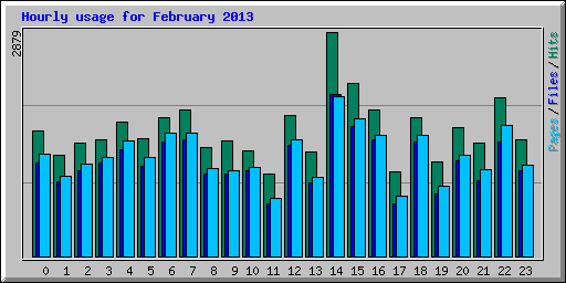 Hourly usage for February 2013