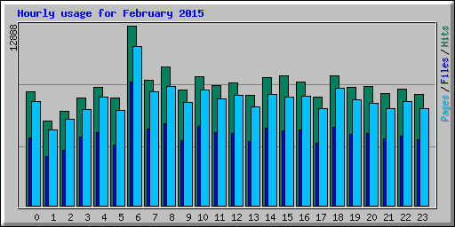 Hourly usage for February 2015