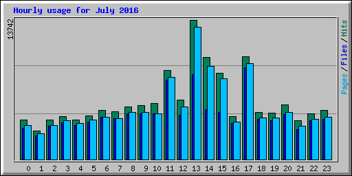 Hourly usage for July 2016